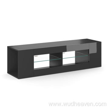 Soporte para TV LED de alto brillo con estante de vidrio